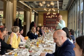 Lunch with Edi Rama (standing) and other important stakeholders to discuss the National Park.